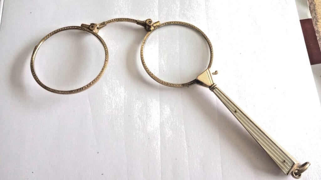 antique lorgnette glasses with angel handle